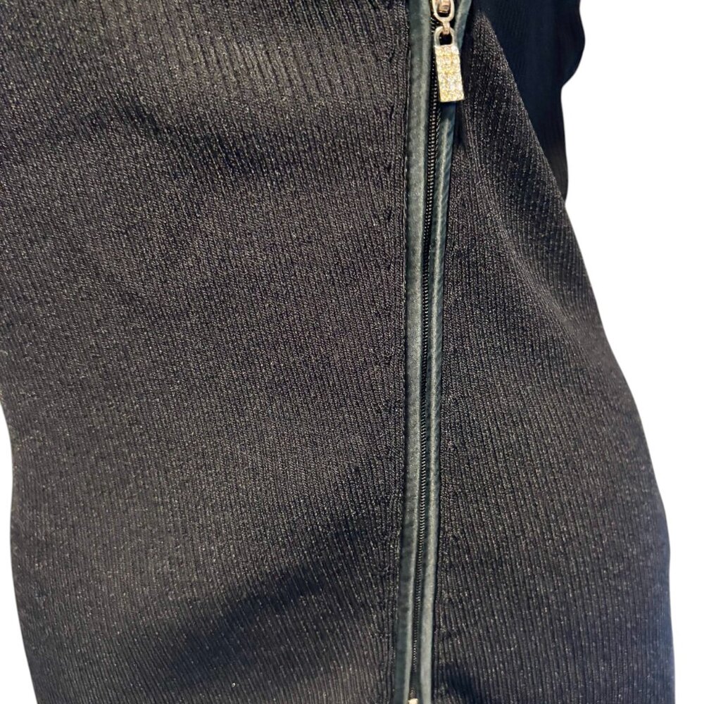 Cache Black 2 Way Diagonal Rhinestone Zipper Rib … - image 3